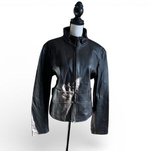 Siena Studio Women’s 100% Leather Brown Jacket Fitted Jacket, Size XL